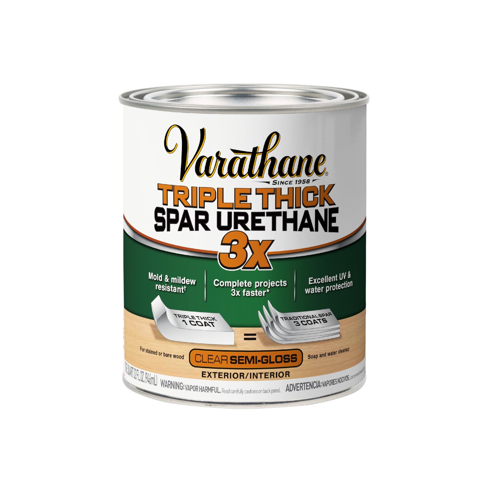 Wood Stain Triple Thick Spar Urethane Semi Gloss Quart UV Inhibitors Varathane