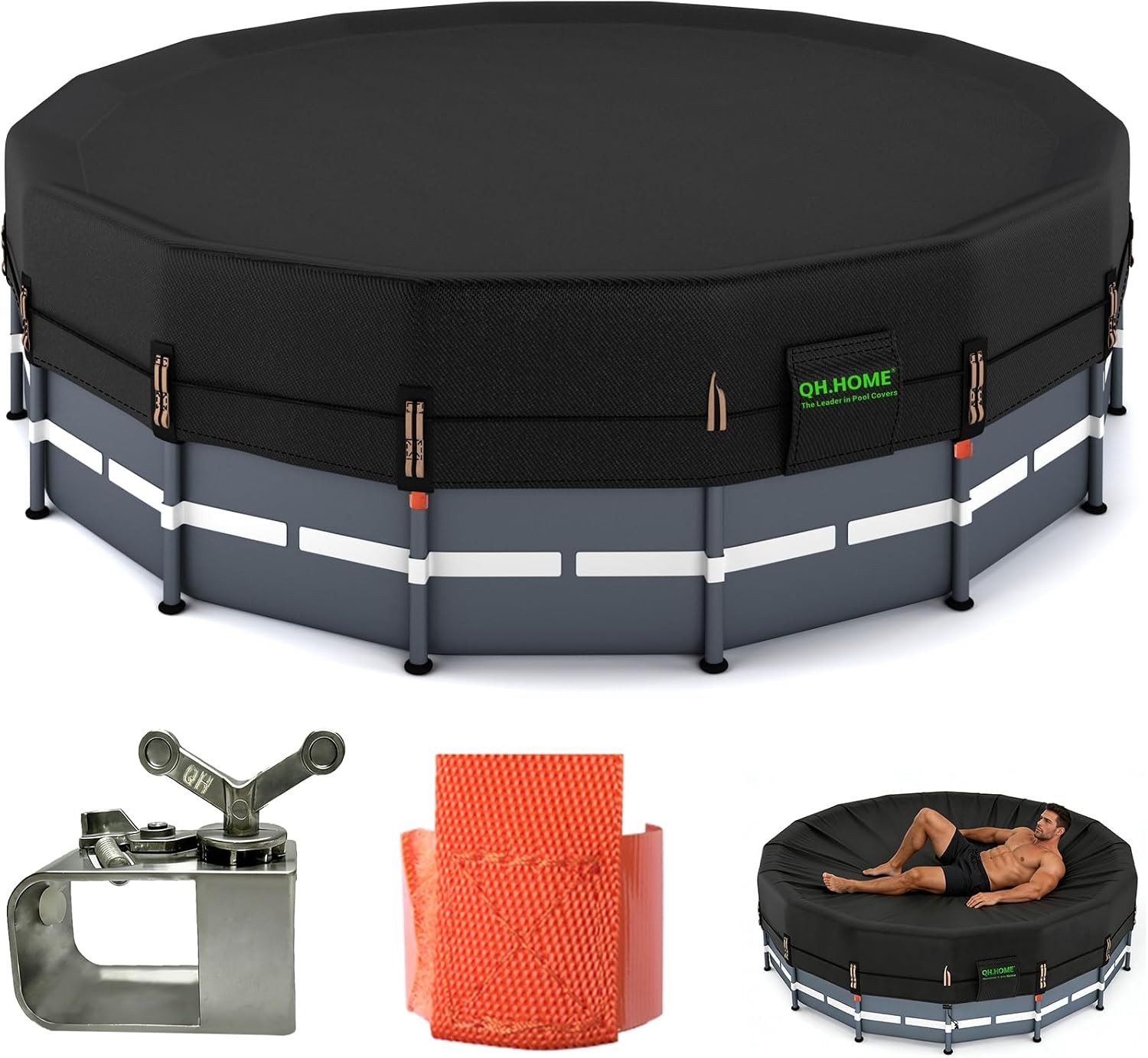 Ultimate 10ft Round Pool Cover with Quadruple Windproof Design & Solar Heating