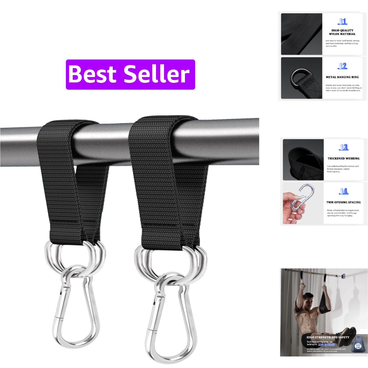 Fitness Pulley Cable Attachments, Tricep Extension Strap Cable Attachments St...