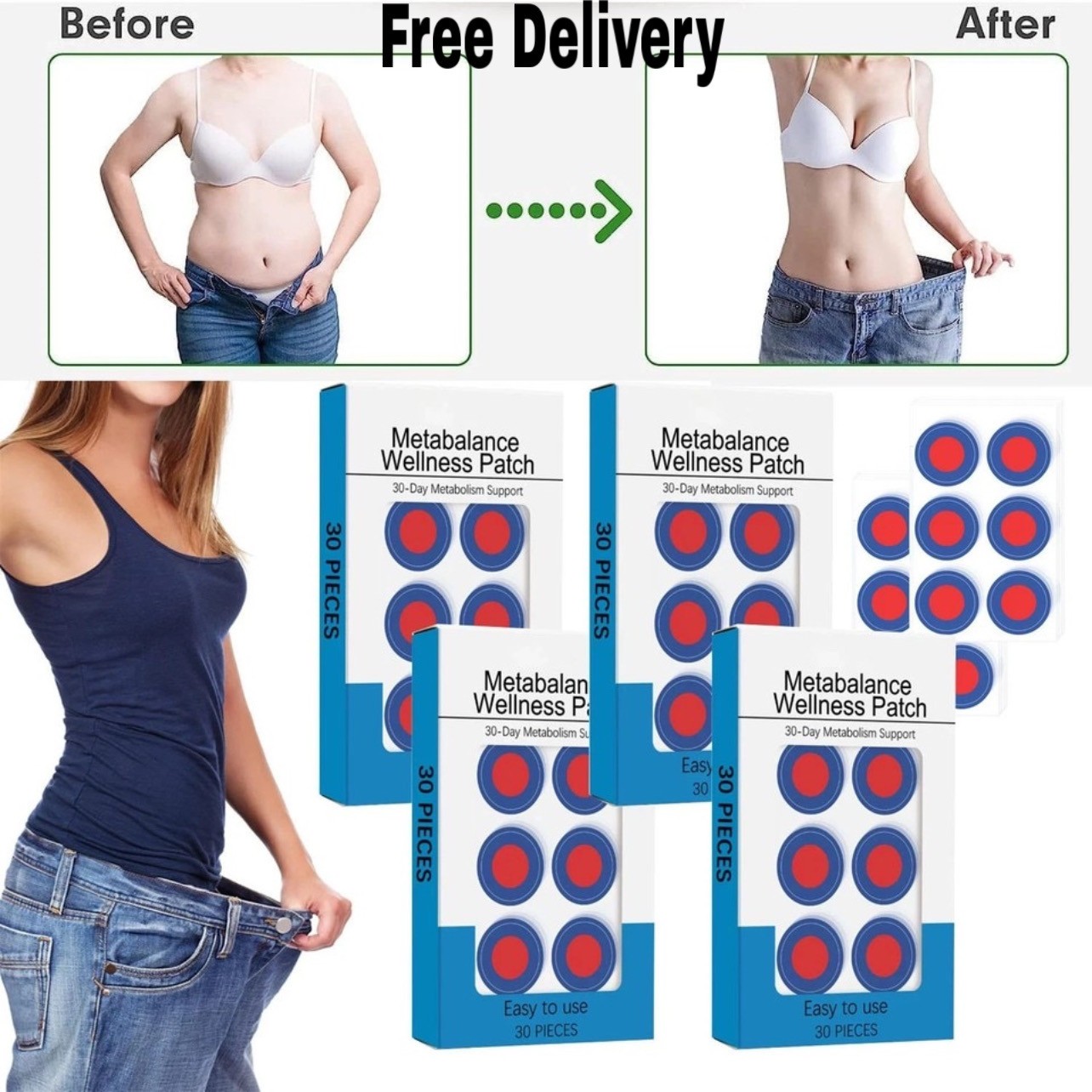 30Pc Purisaki Weight Loss Plasters Pack of 30 Metabalance Patch Quick Fat Burner