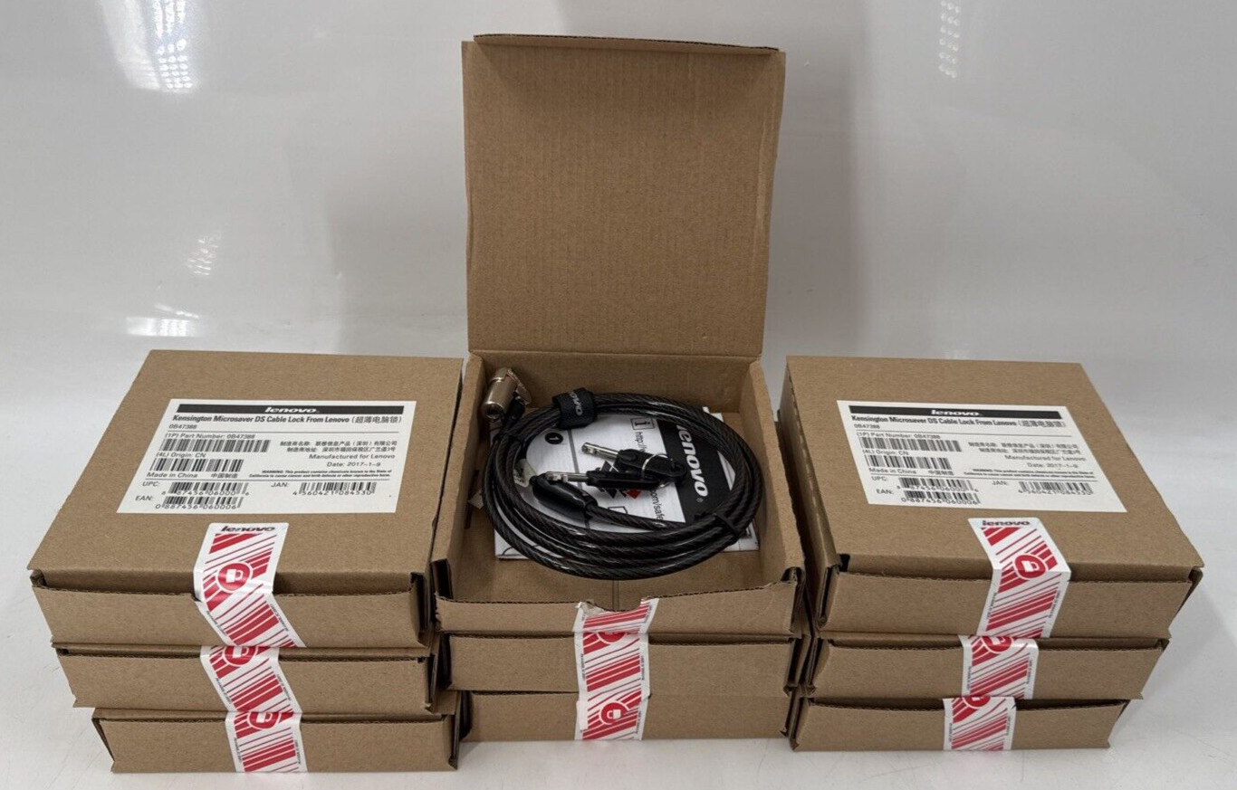 Lot of 9 Kensington Microsaver DS Cable Lock Lenovo 0B47388 8 New  GC-5714