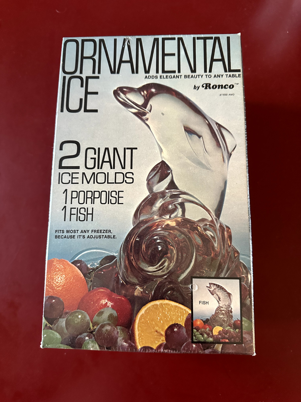Vintage 70's Ronco Ornamental Ice 2 Giant Ice Molds 1 Porpoise 1 Fish NOS *NEW*