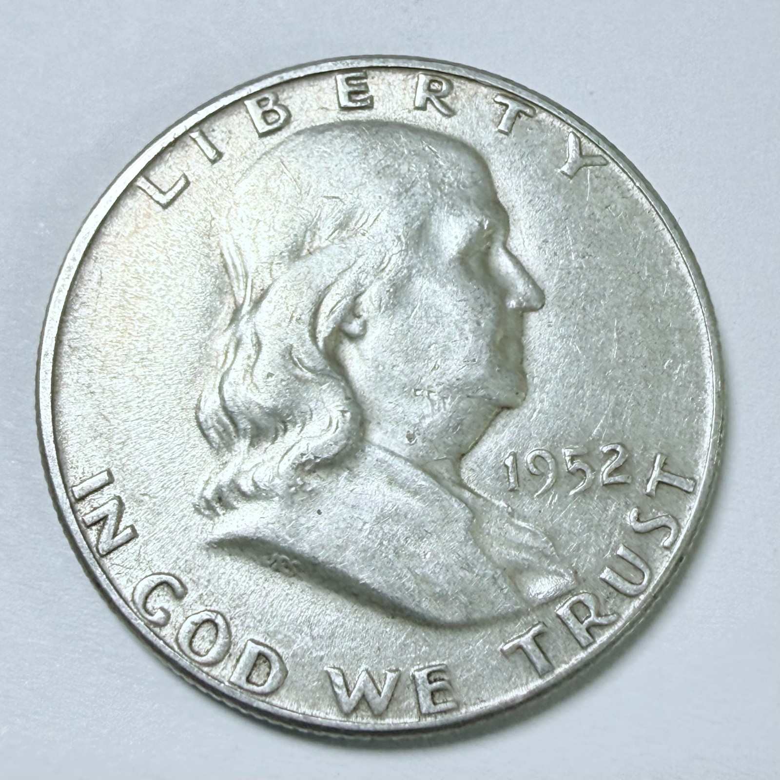 1952 Benjamin Franklin Half Dollar 90% Silver VERY FINE DETAILS #10226