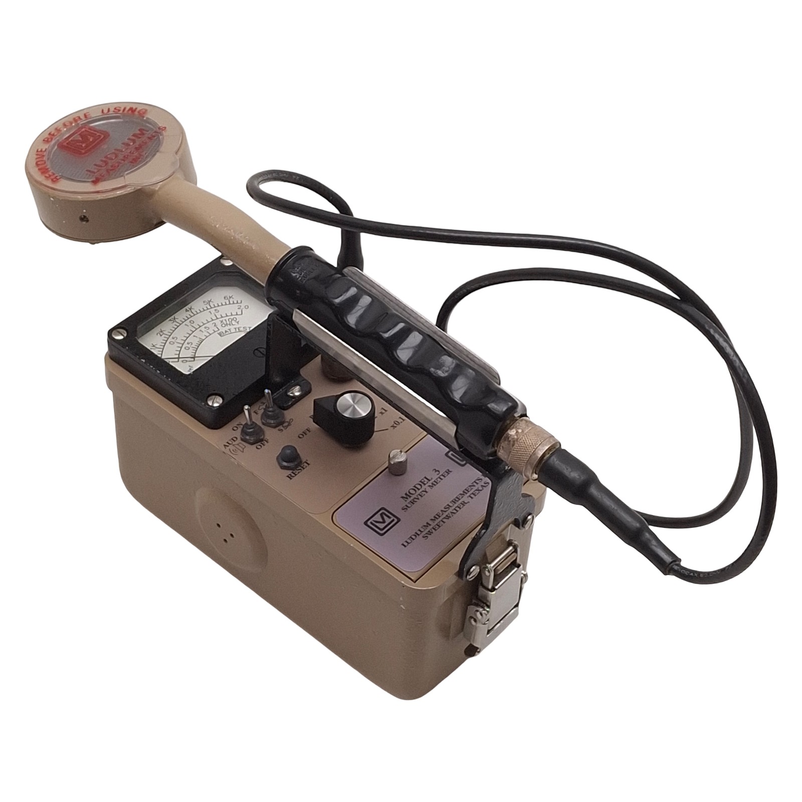 Ludlum Model 3 Survey Meter w/ 44-9 Alpha Beta Gamma Detector, 4-Range