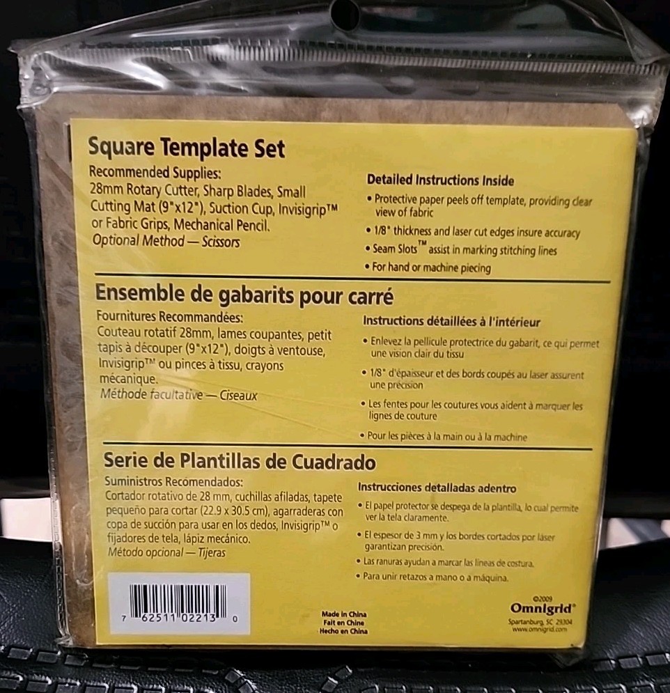 Omnigrid Template 5 Pc Sets Squares & Circles Squares 2"-5" Circles 1"-5" NOS
