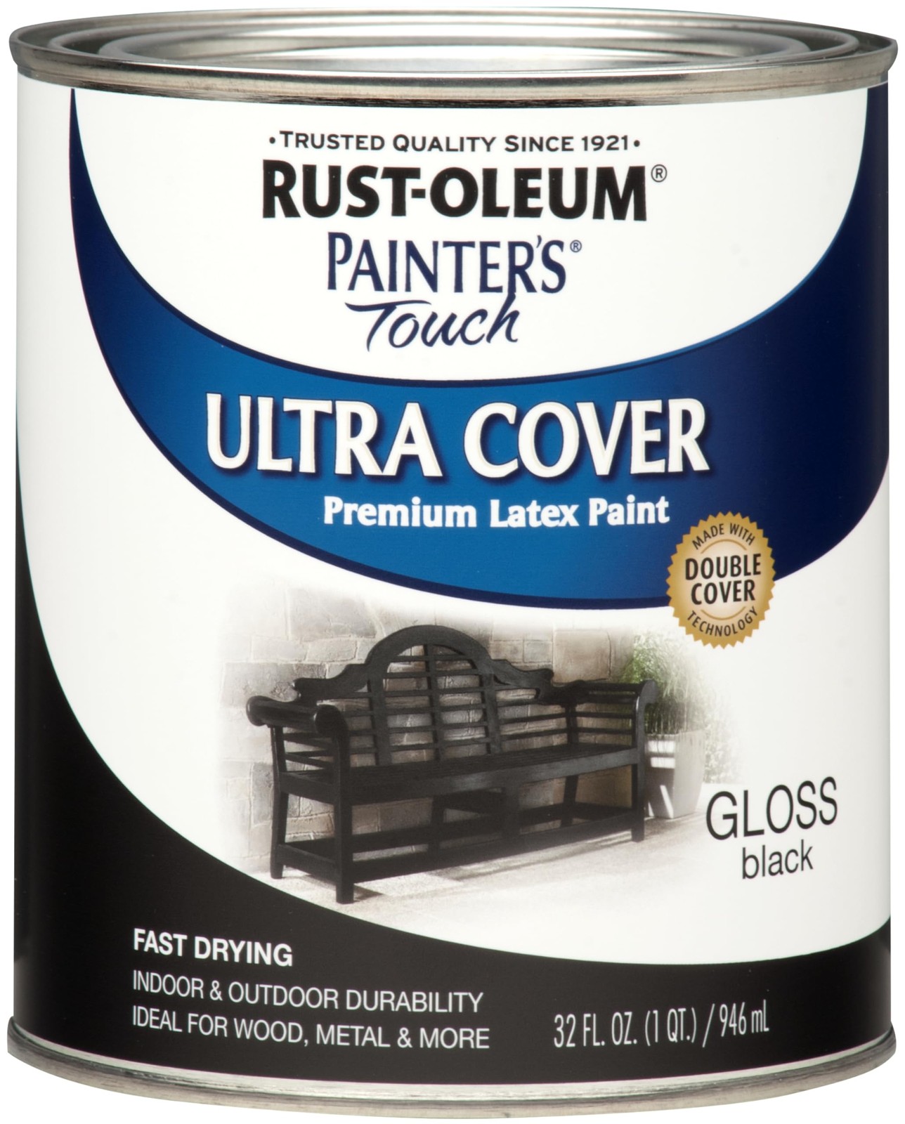 Rust Oleum Painter's Touch Ultra Cover Gloss Black Paint 1 Quart Multi Surface