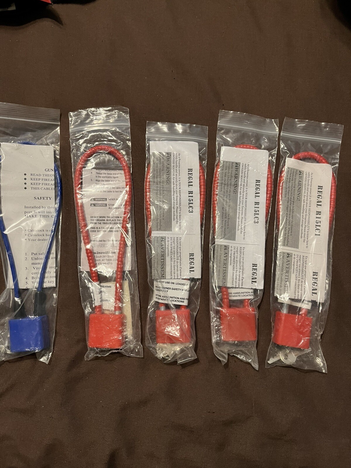Set Of 5 Cable Gun Locks New