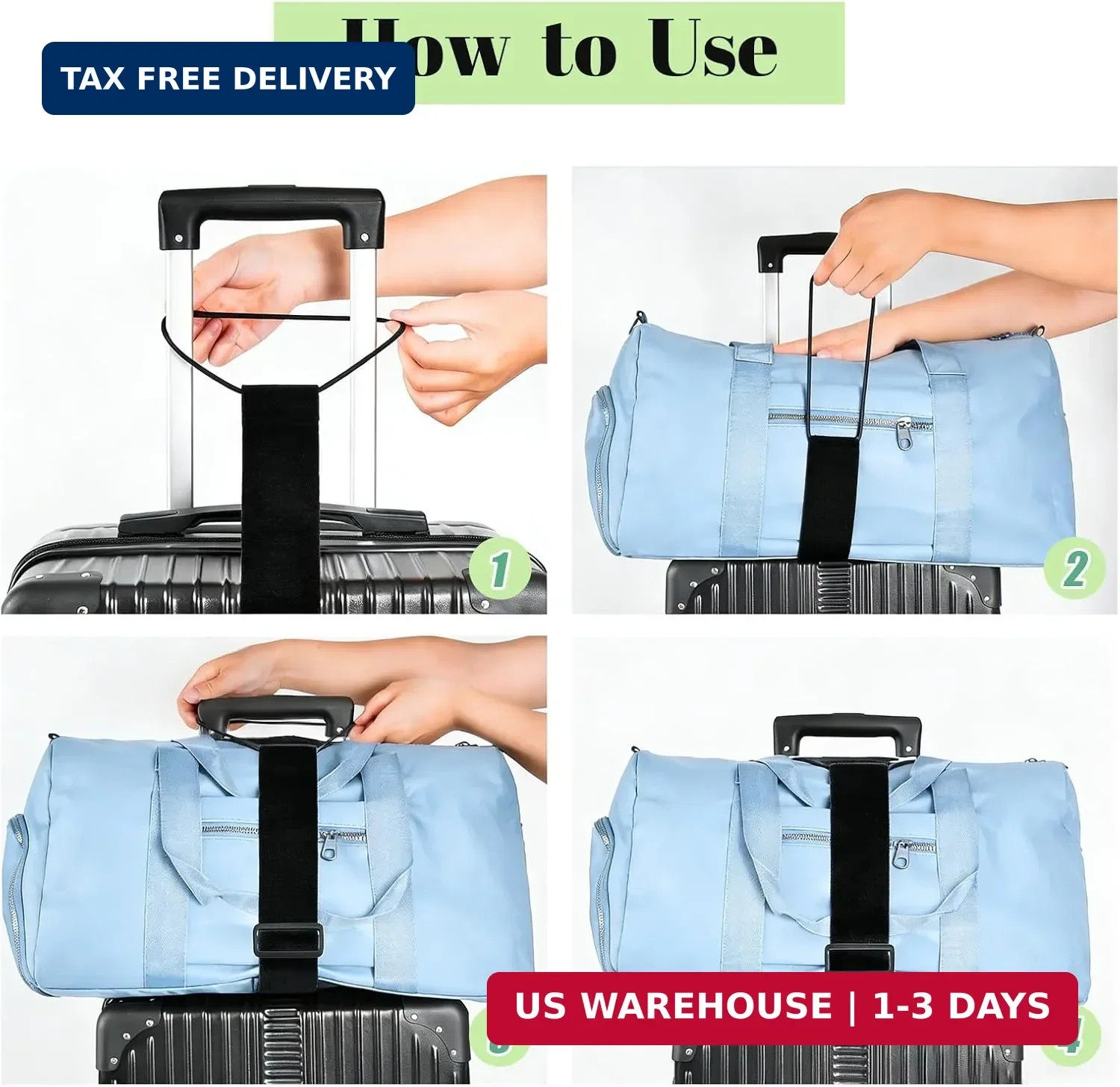 Multi Use Strong Adjustable Luggage Connector Straps for Suitcases,2 Pack Flexib
