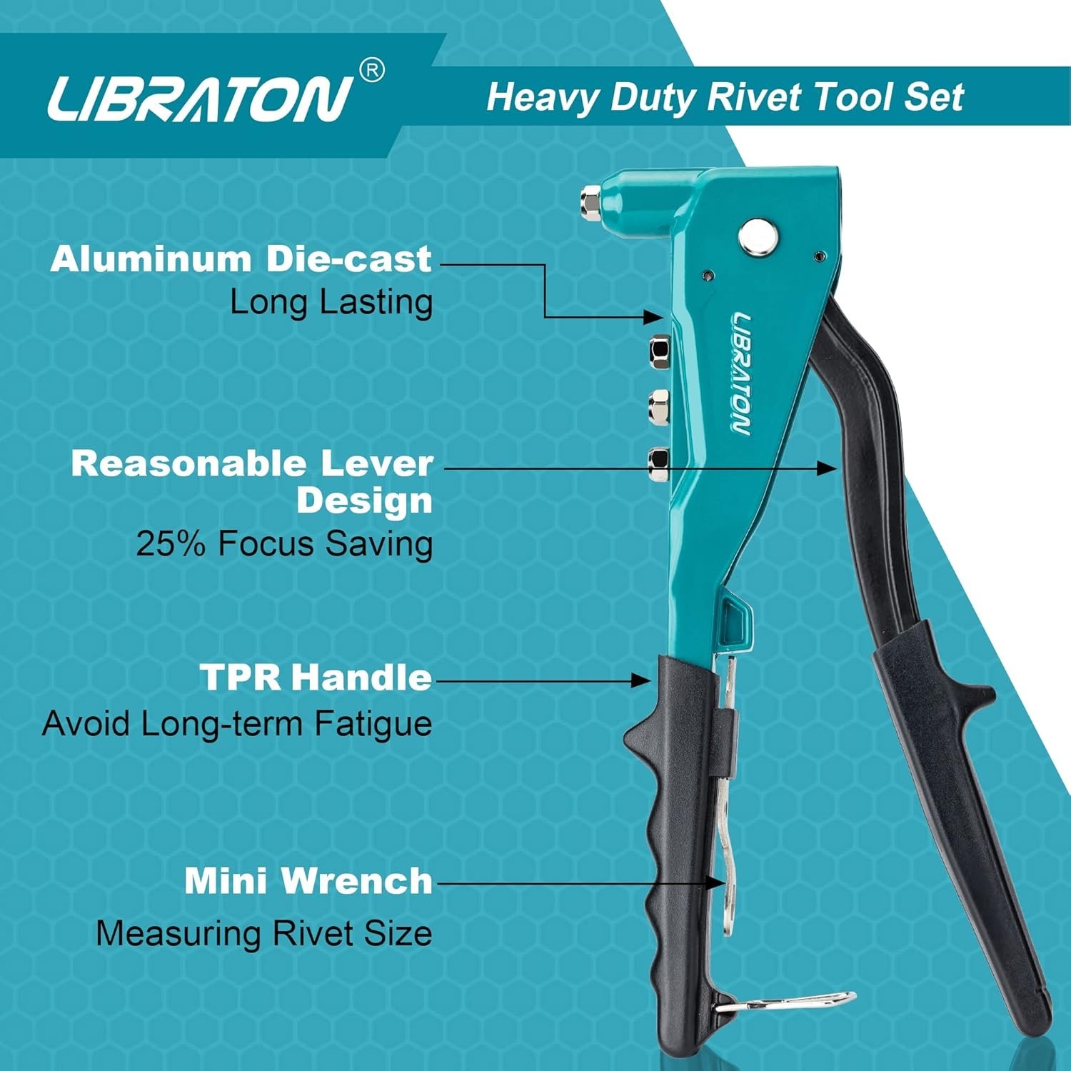 Compact Rivet Gun with Interchangeable Heads