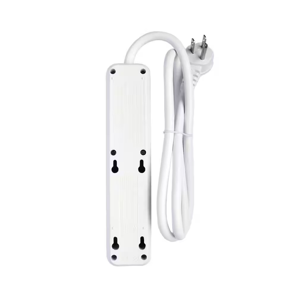 3 Ft. 4-Outlet Power Strip Surge Protector with 45 Degree Flat Angle Plug, White