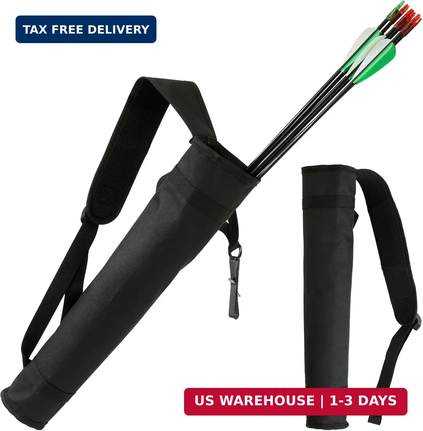 Archery Quiver - Adjustable Back & Hip Arrow Holder for Compound & Recurve Bows