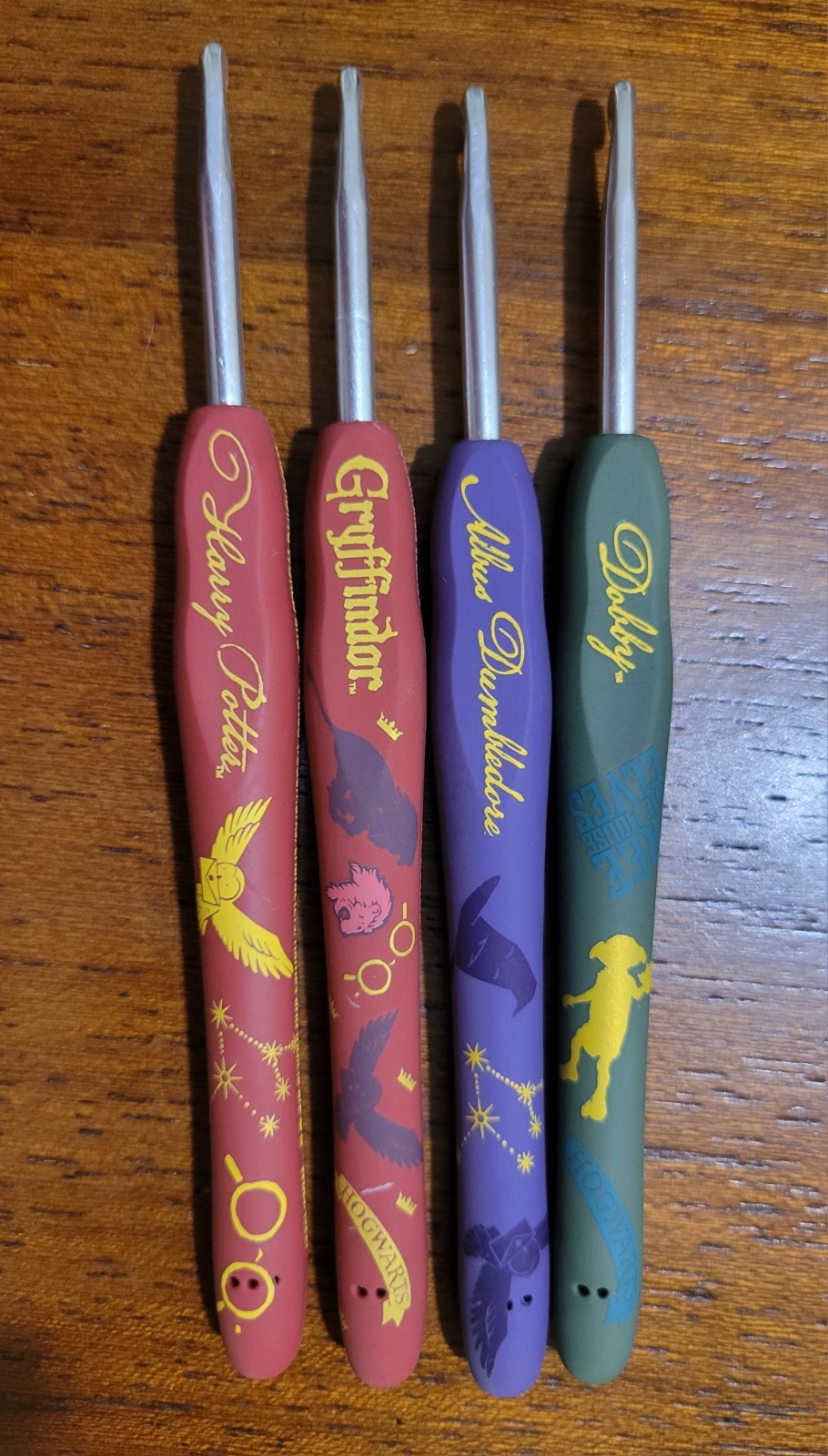 WOOBLES ~ 4 Crochet Hooks ~ Harry Potter, Gryffindor, Albus Dumbledore & Dobby