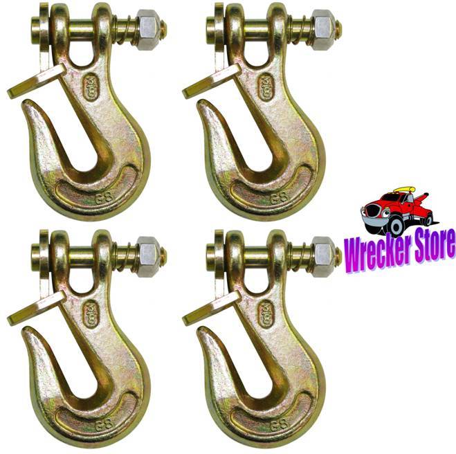 SET OF 4 - 1/2" G80 TWIST LOCK TM, LOCKING CLEVIS GRAB HOOK FOR CHAIN ***WOW***