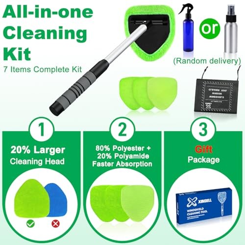 XINDELL Windshield Cleaner Tool – Car Interior Window Cleaning Kit with 19in