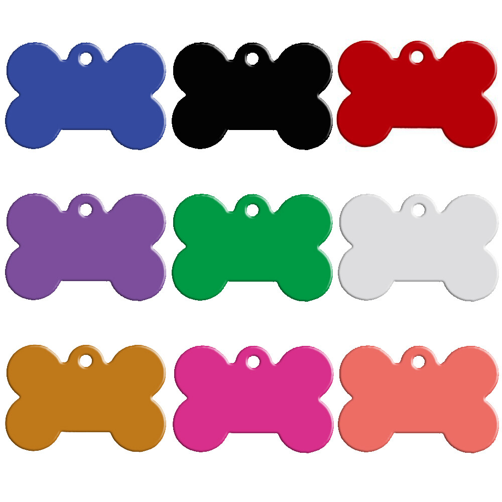 100pcs Wholesale Dog Tag Bone Shape Blank Anodized Aluminum Bulk Pet Tags S M L