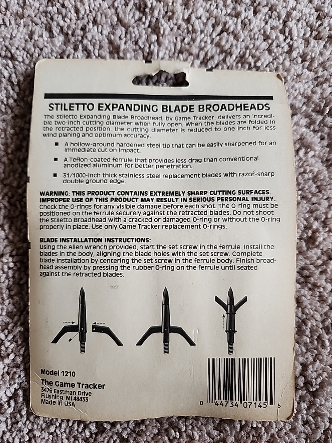 The Game Tracker Expanding Stiletto 80 Grain Replacement Broadhead Blades 3 Pack
