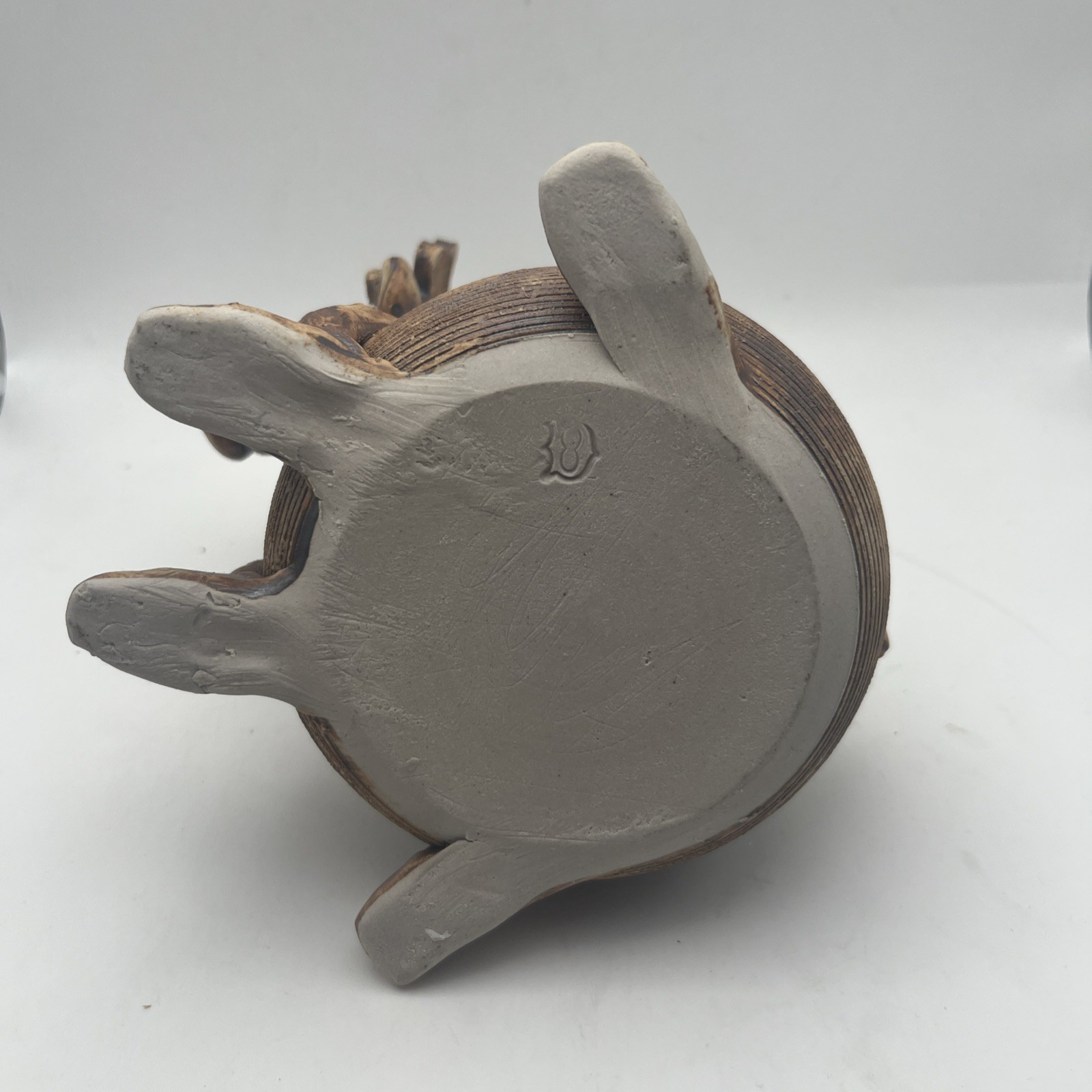Handcrafted ceramic planter fashioned into a whimsical reindeer, Stamped EUC