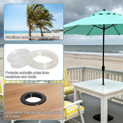 2 Sets 2" Standard Umbrella Hole Ring Plug & Cap Set, 2 Sets Translucent