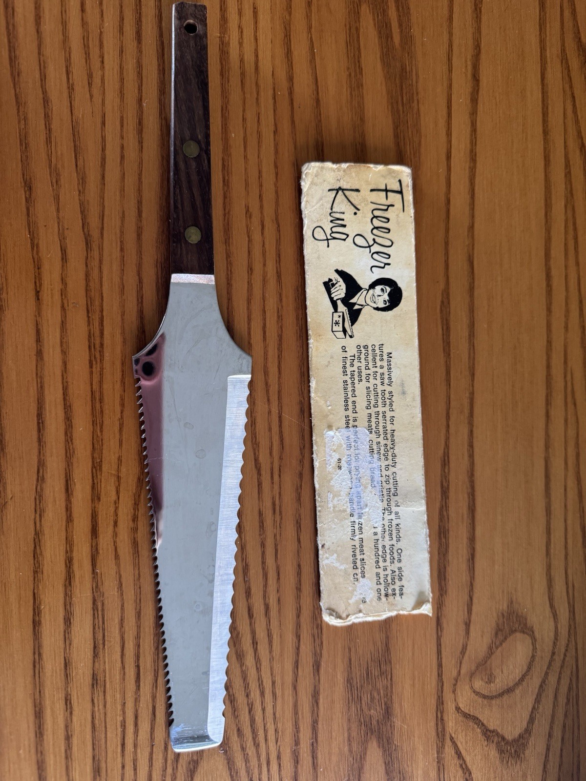 Vintage Vernco Stainless Freezer King Knife Stainless Steel Rosewood Handle 8”
