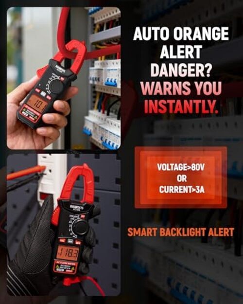 Digital Clamp Meter, Portable Size, 2000 Counts, Measures High AC Black