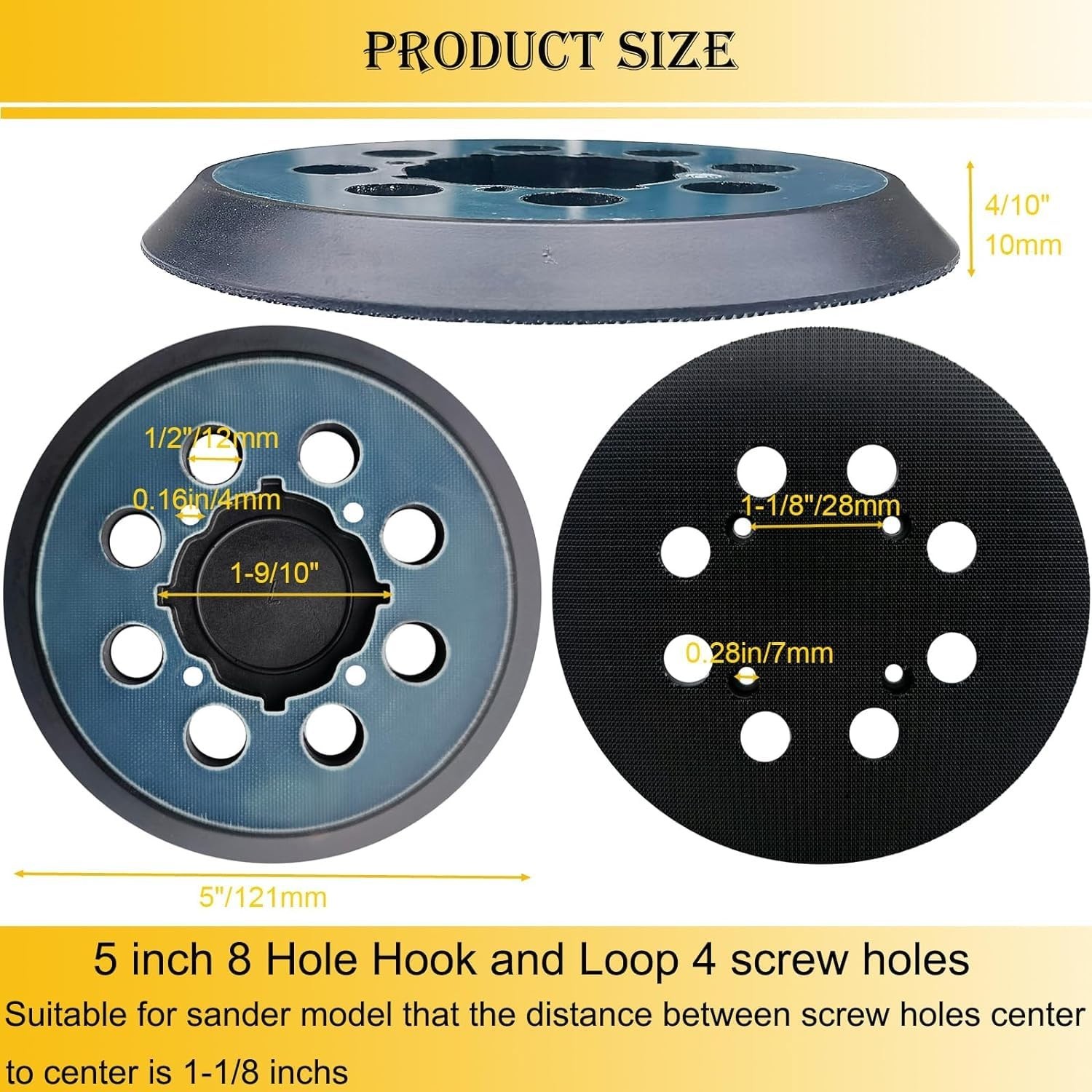 5" 8 Hole Sander Pad Hook Loop for DeWalt Orbital Sander Replacement