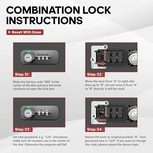 Fireproof Lock Box with Key and Combination Lock, Fire Safe Document Box
