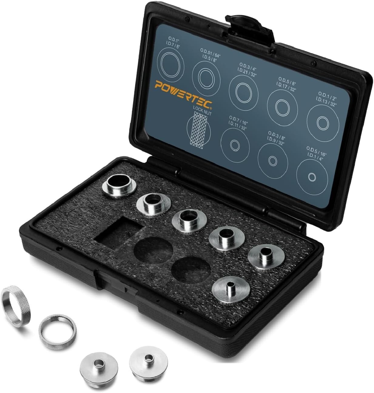 10Pc Router Template Bushing Guide Storage Case Fits Porter Cable Style Router