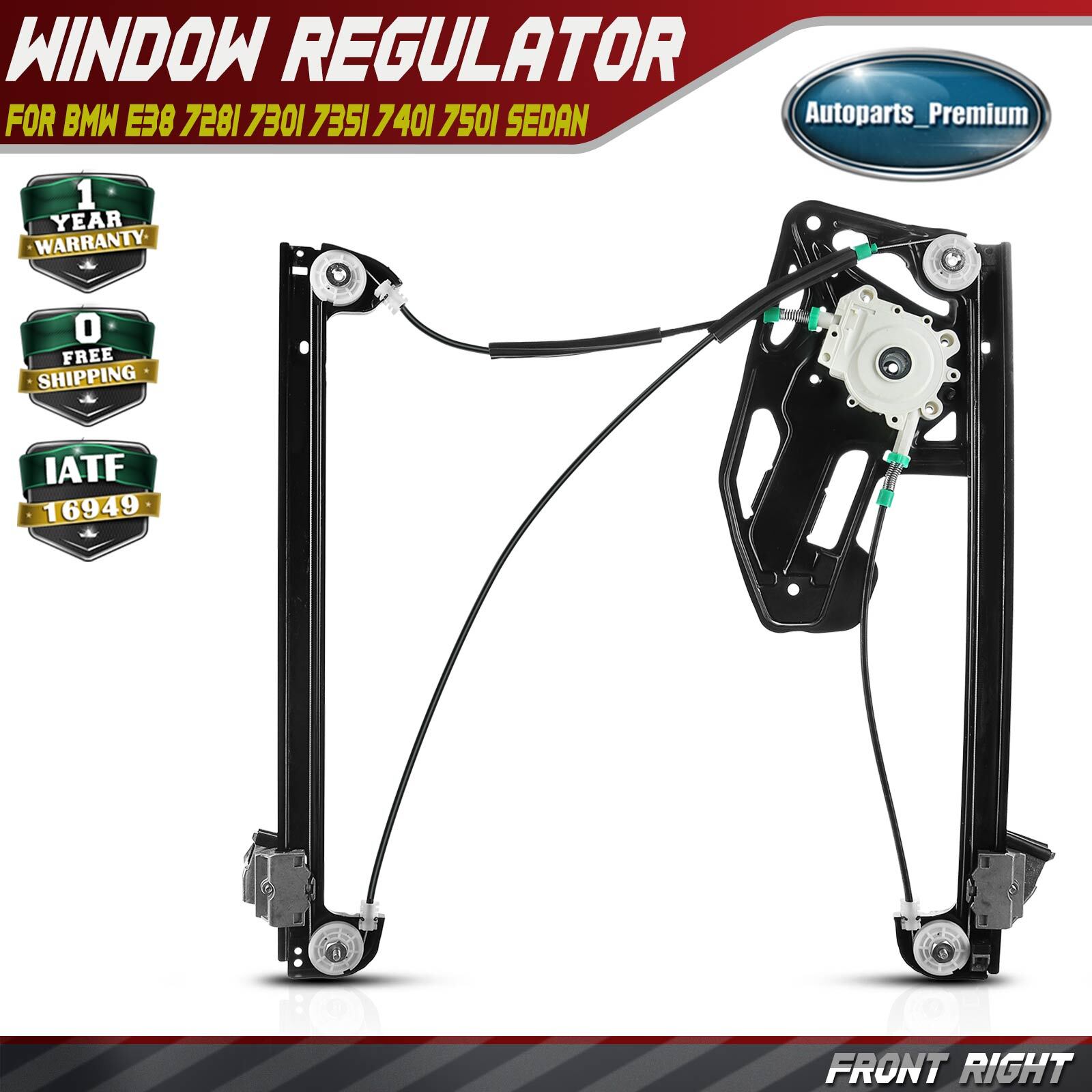 Power Window Regulator W/o Motor for BMW E38 740i 740iL 750iL 95-01 Front Right