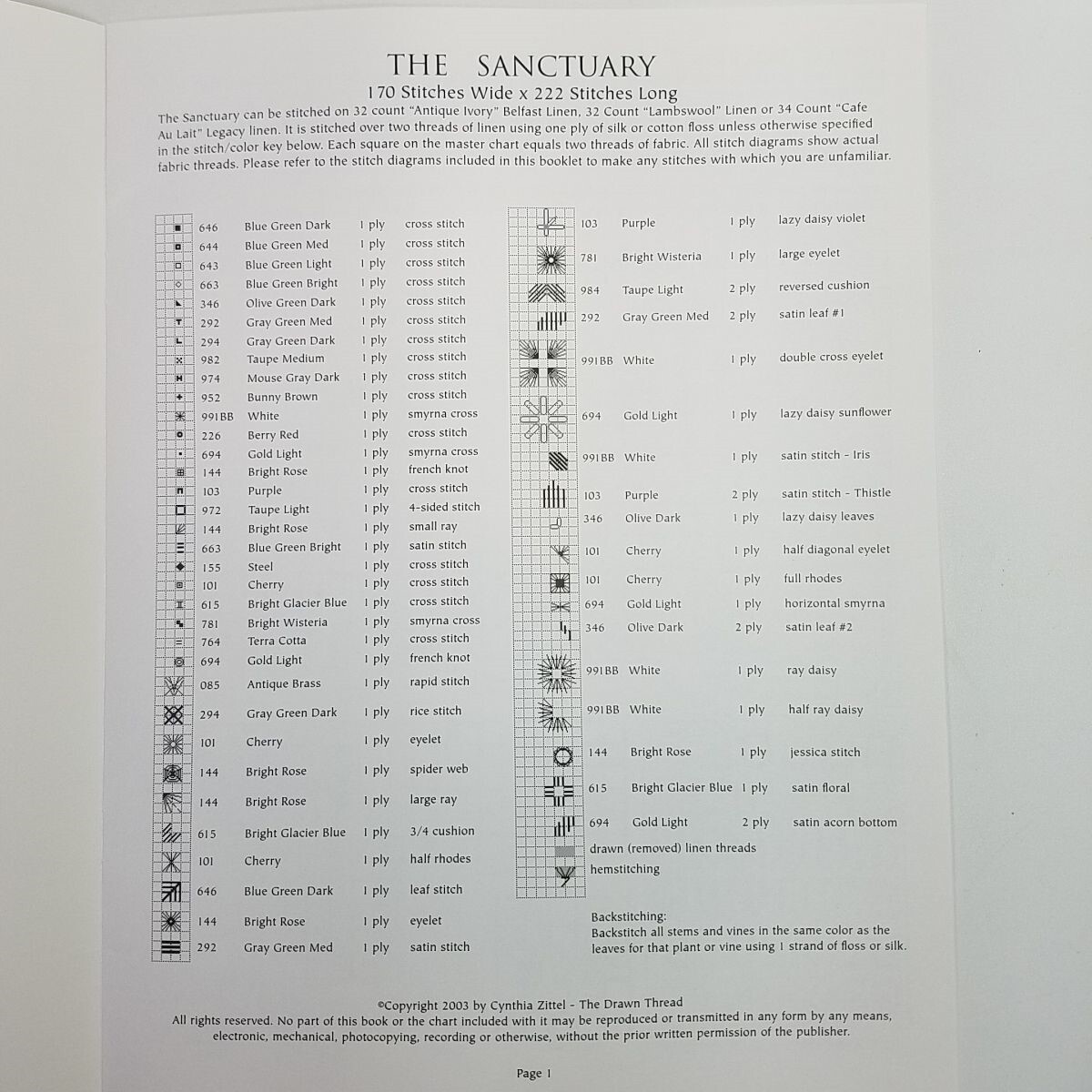 The Drawn Thread The Sanctuary Needlepoint Sampler Pattern 170 x 222 Stitch
