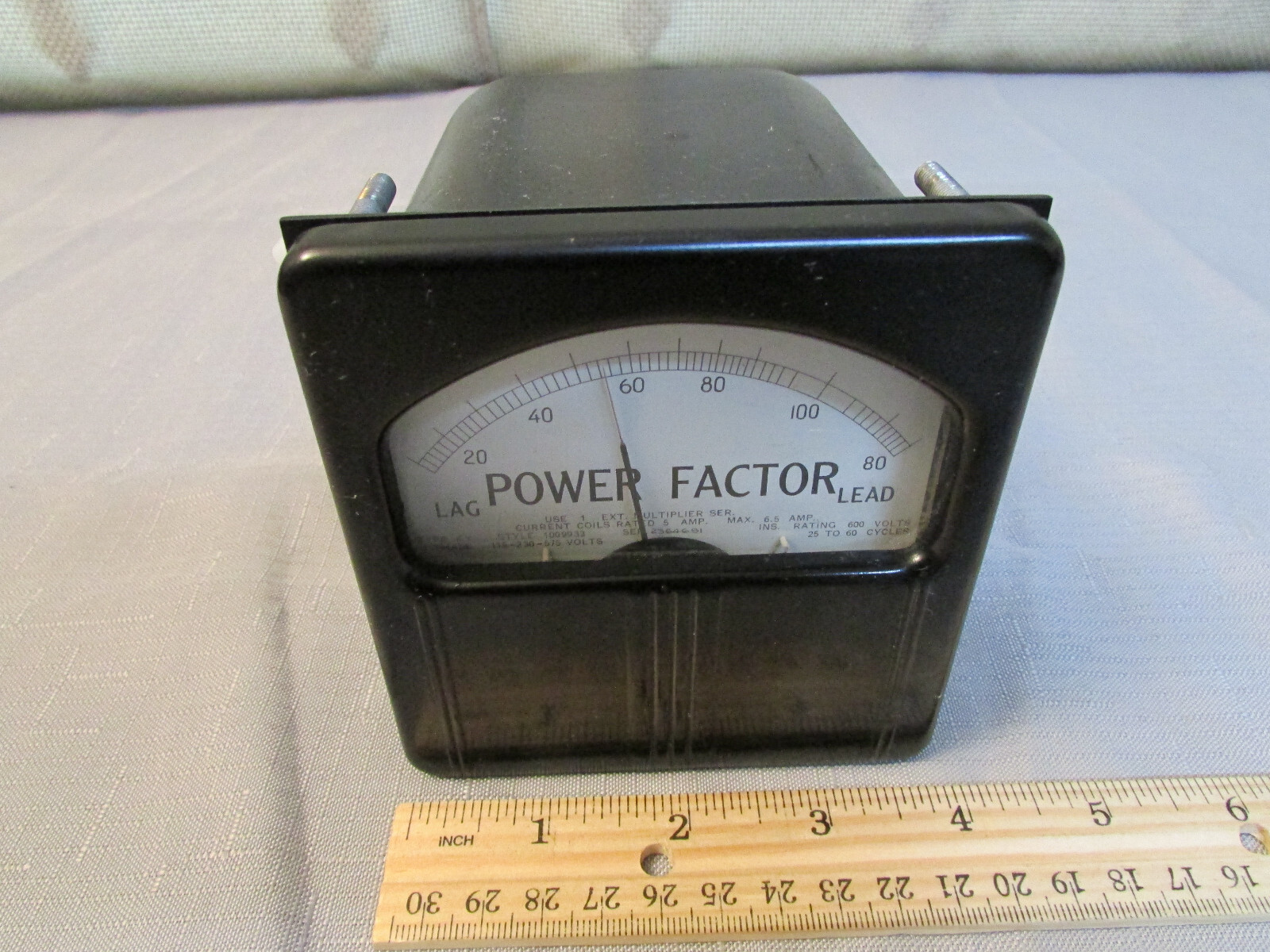 Westinghouse Panel Meter Type KY p/n 1009933 3-Phase POWER FACTOR