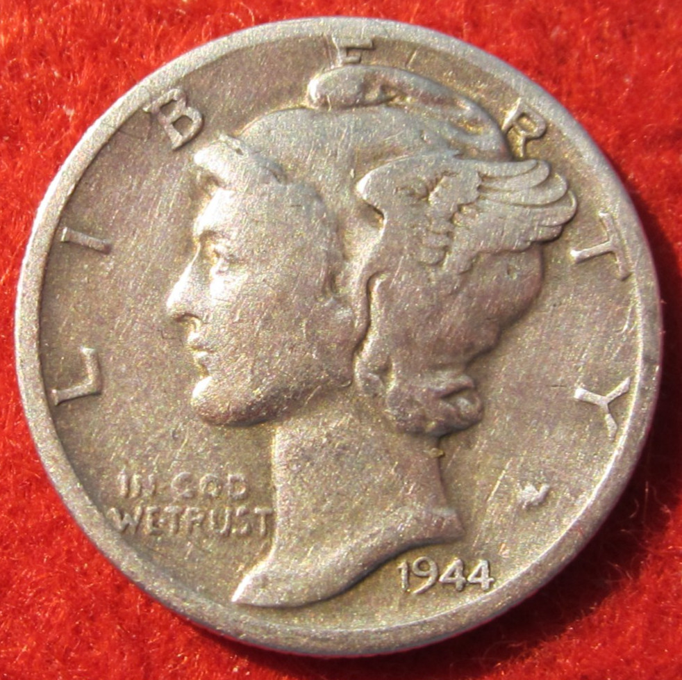 1944 D Mercury Silver Dime - Circulated  - Actual Coin H89