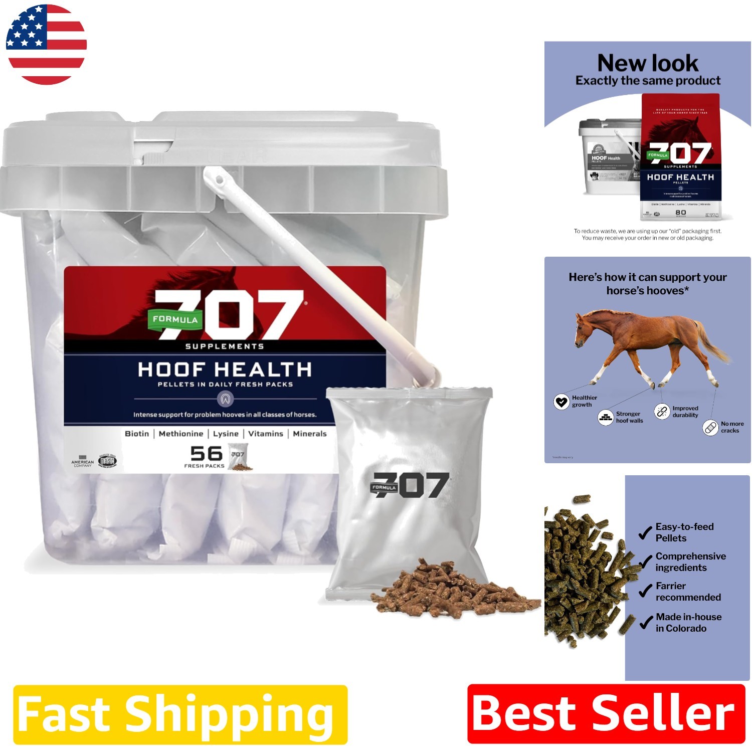 Horse Hoof Health Powder: 56 Day Supply, Biotin & Minerals, USA Made