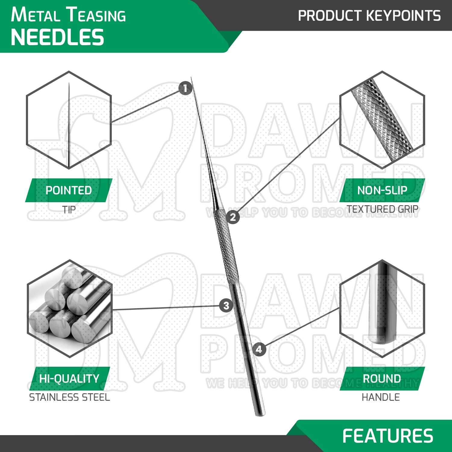 10 Pcs Dissecting Dissection Metal Teasing Needles Straight Pointed Tip Set