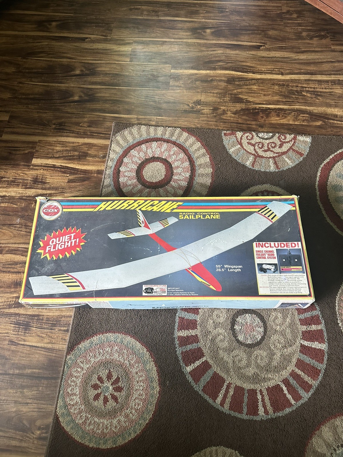 VINTAGE 1992 COX HURRICANE RADIO CONTROL SAILPLANE 55" WING SPAN MODEL 7030