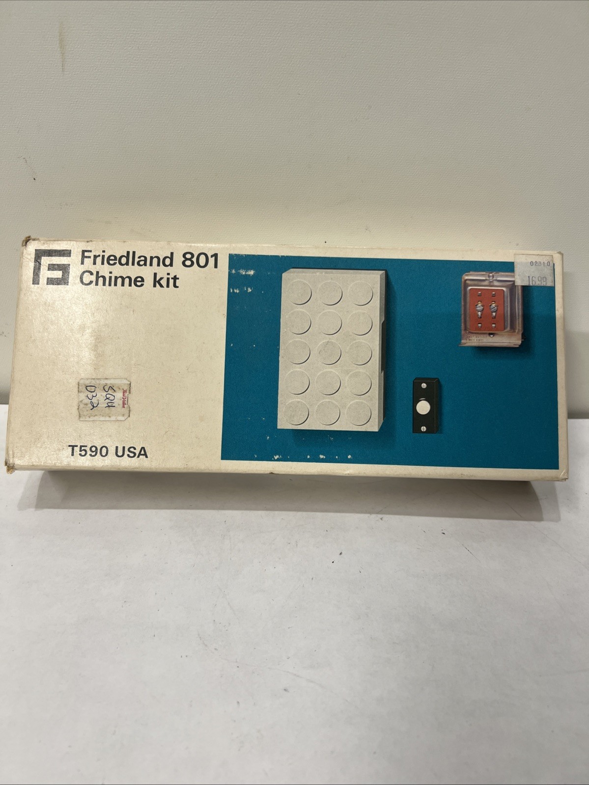 Friedland 801 Chime Kit Boxed New NOS vintage door bell boxed 70s white Push