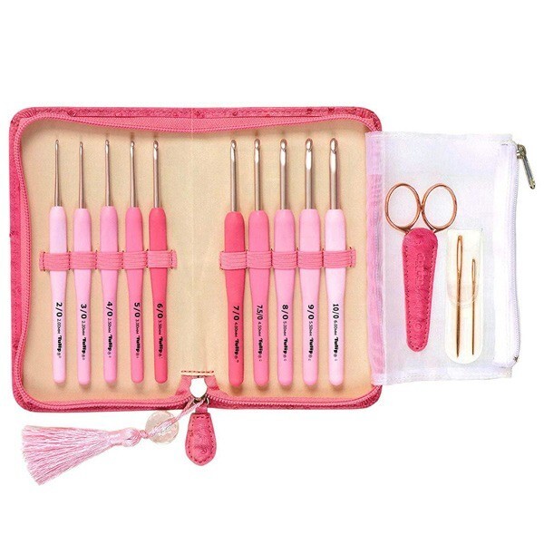 ETIMO Rose Crochet & Lace Hook Set w/ Cushion Grip Knitting Needle Tulip TEL-001