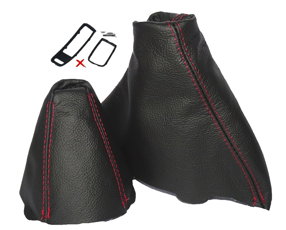 Gear and Handbrake Boot For Bmw 3 E90 E91 E92 E93 Automatic Leather Red Stitch