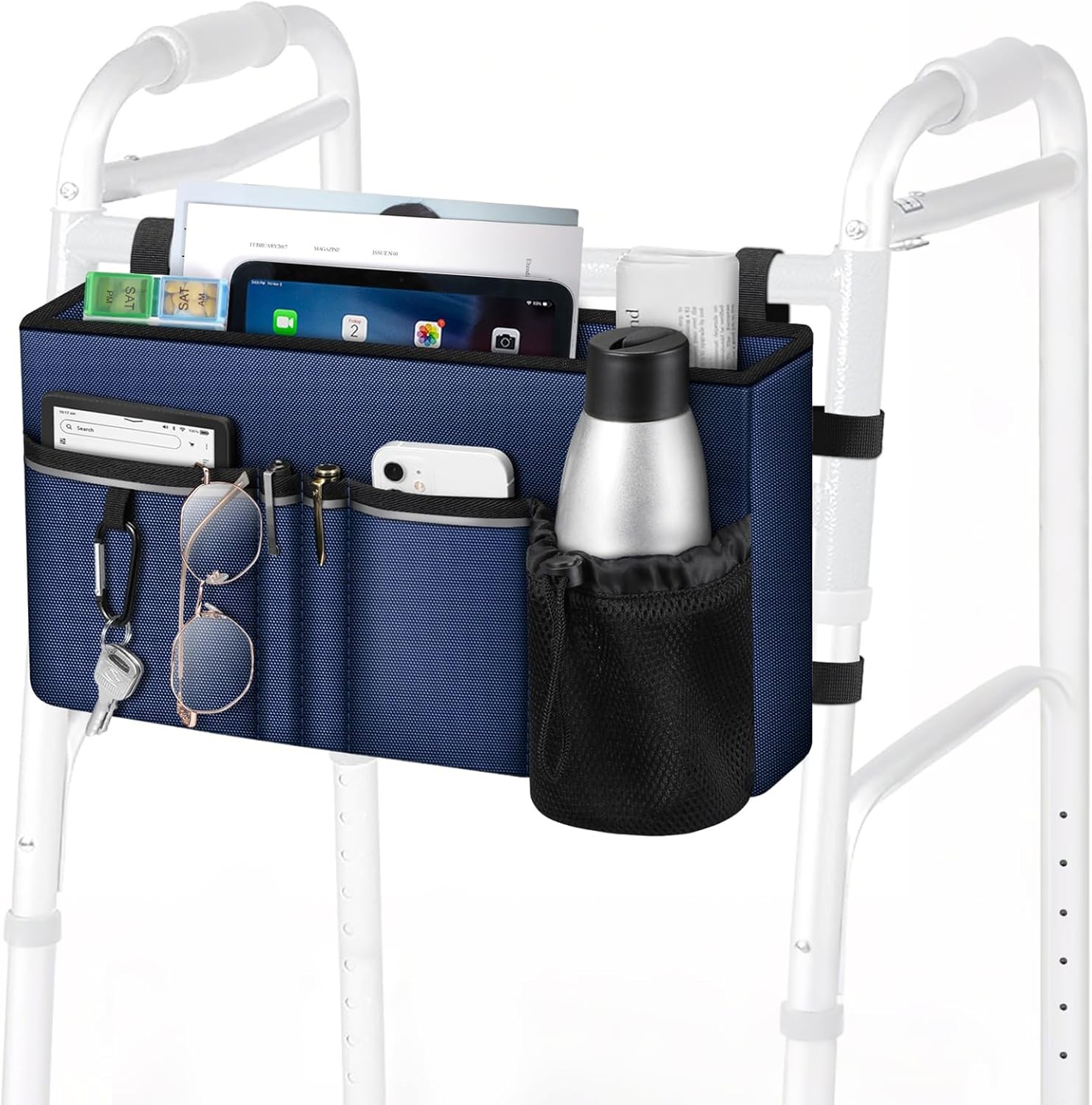 Large Walker Tote Bag Folding Walker Attachment Storage Basket Mobility Aid Acce