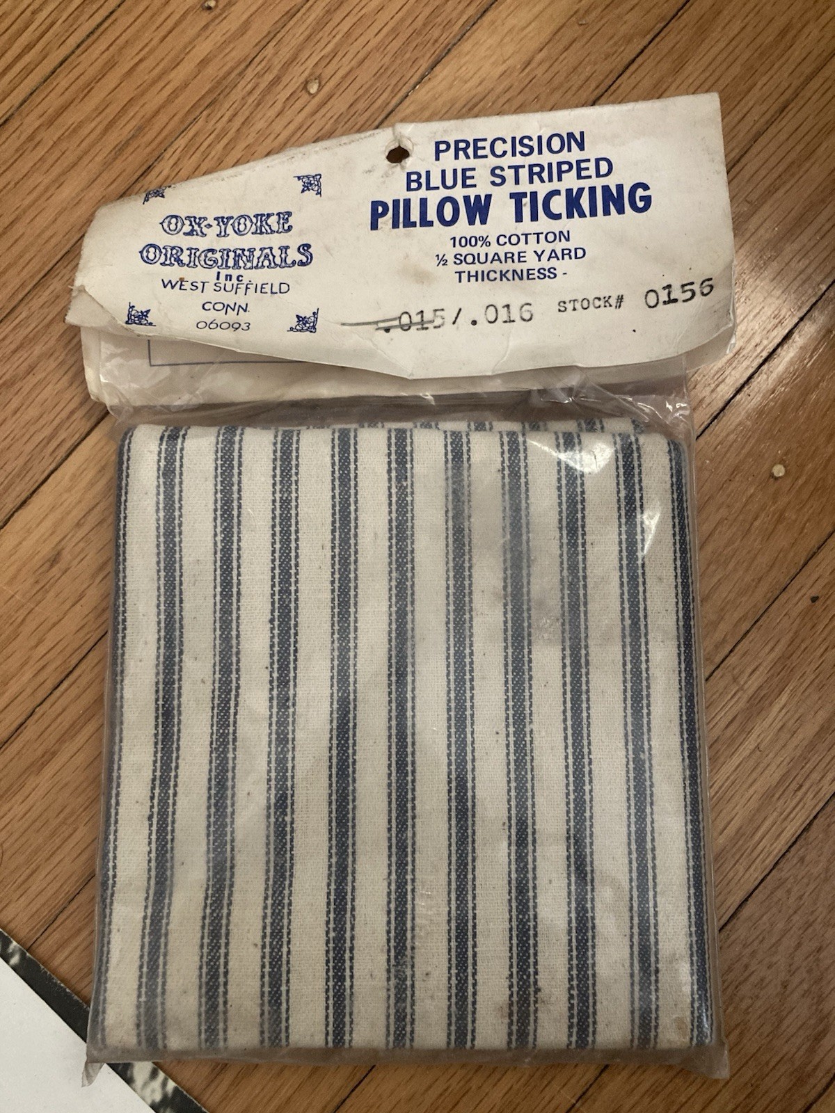 Ox-Yoke Originals Inc Precision Blue Striped Pillow Ticking Stock # 0156 NOS USA