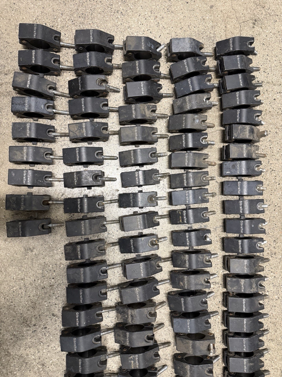 Large Lot Gibraltar Drum Rack Clamps - Many Missing Wing Nuts - Great Project/Pa