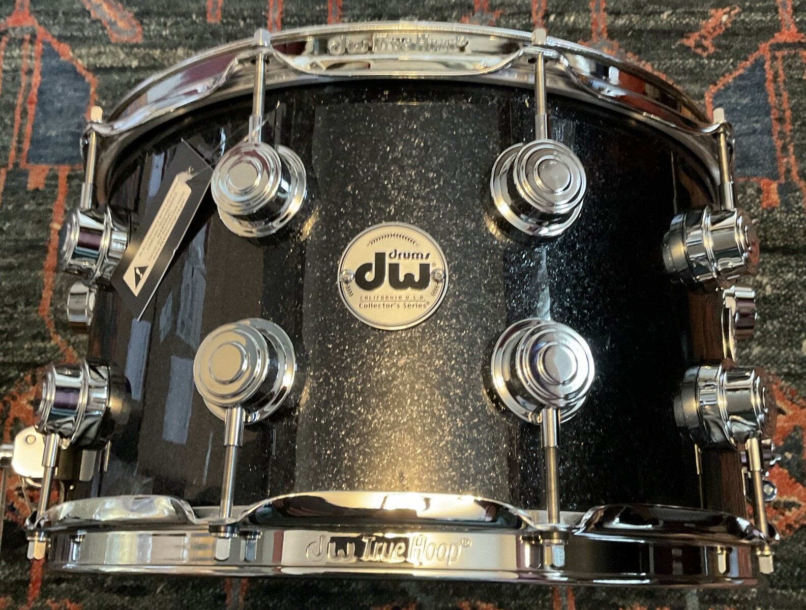 DW Collector’s Series 8x14” Oak Shell Gun Metal Sparkle Glass W/Chrome HW