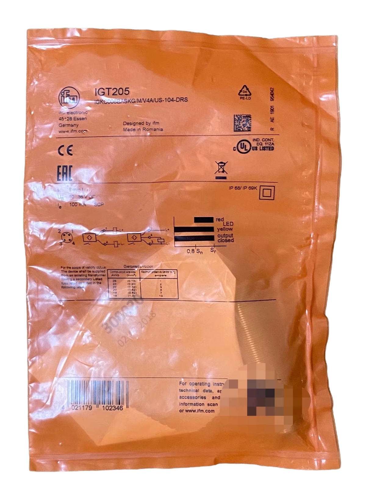 1pc NEW IFM IGT205 IGKC008BASKG/M/V4A/US-104-DRS Proximity Switch