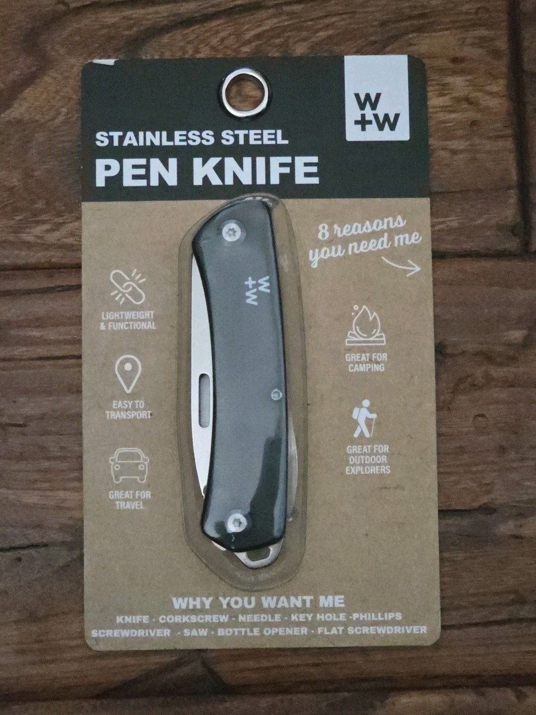 CORE HOME W+W Stainless Steel EDC 8-Multi-Tool Pen Knife - Black - NEW/RARE