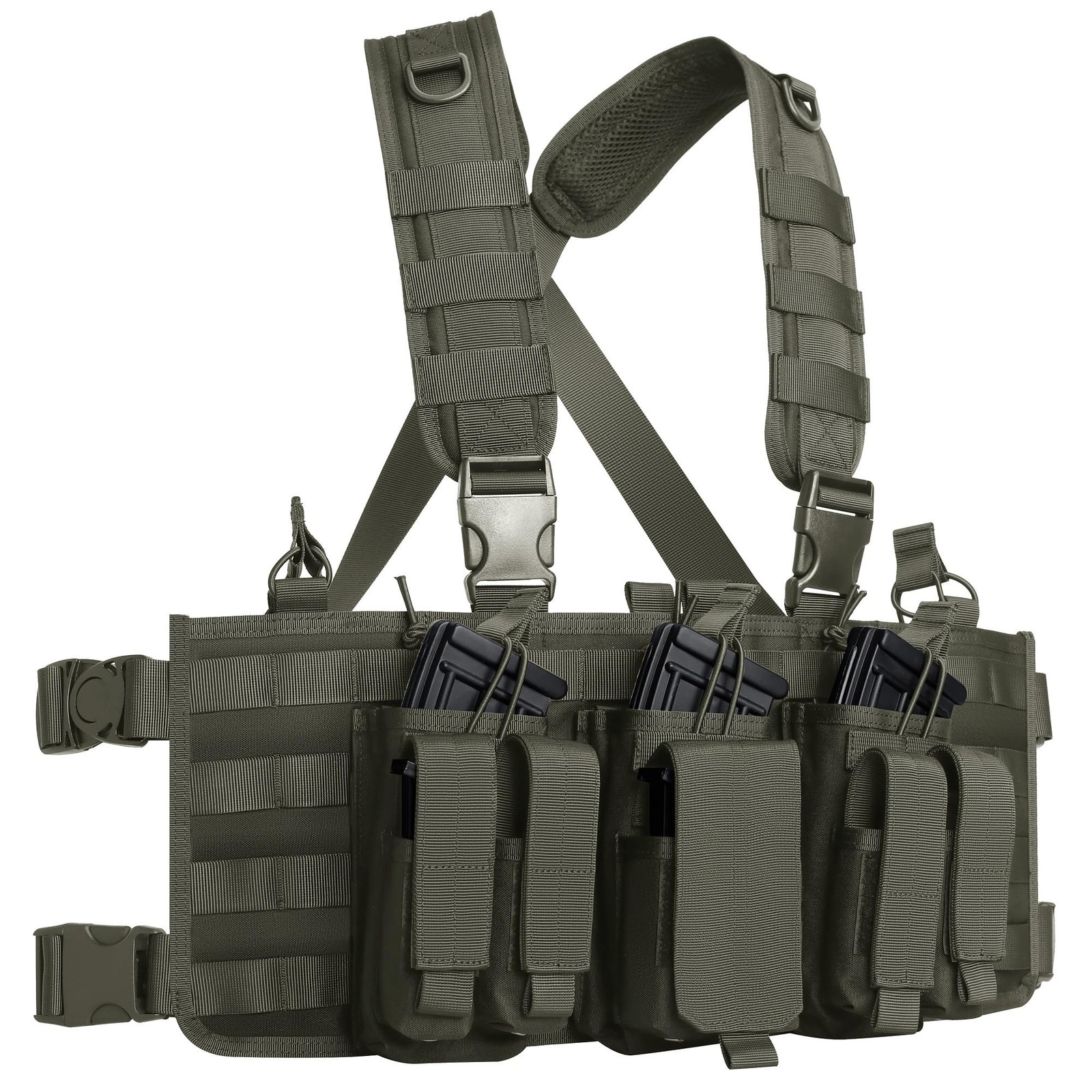 TACNEX Chest Rig with Removable Mag Pouches Customizable MOLLE Panel Modular ...