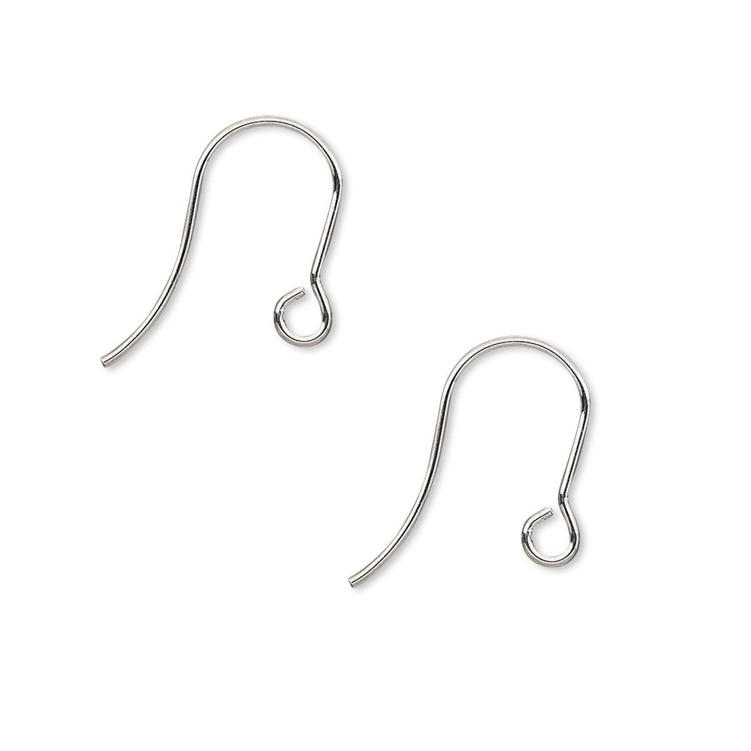 Ear Wire, 100 Stainless Steel 21 Gauge 13.5mm Fish Hook with Open Loop Ear Wires