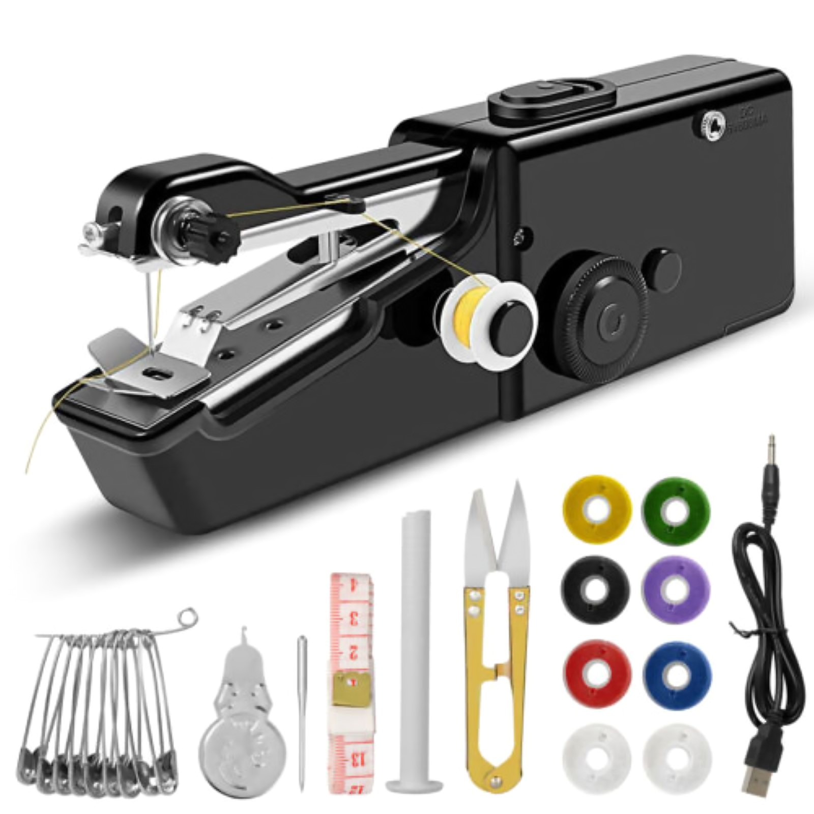 Handheld Mini Sewing Machine Stitch Electric Compact Tool w/ Sewing Kit