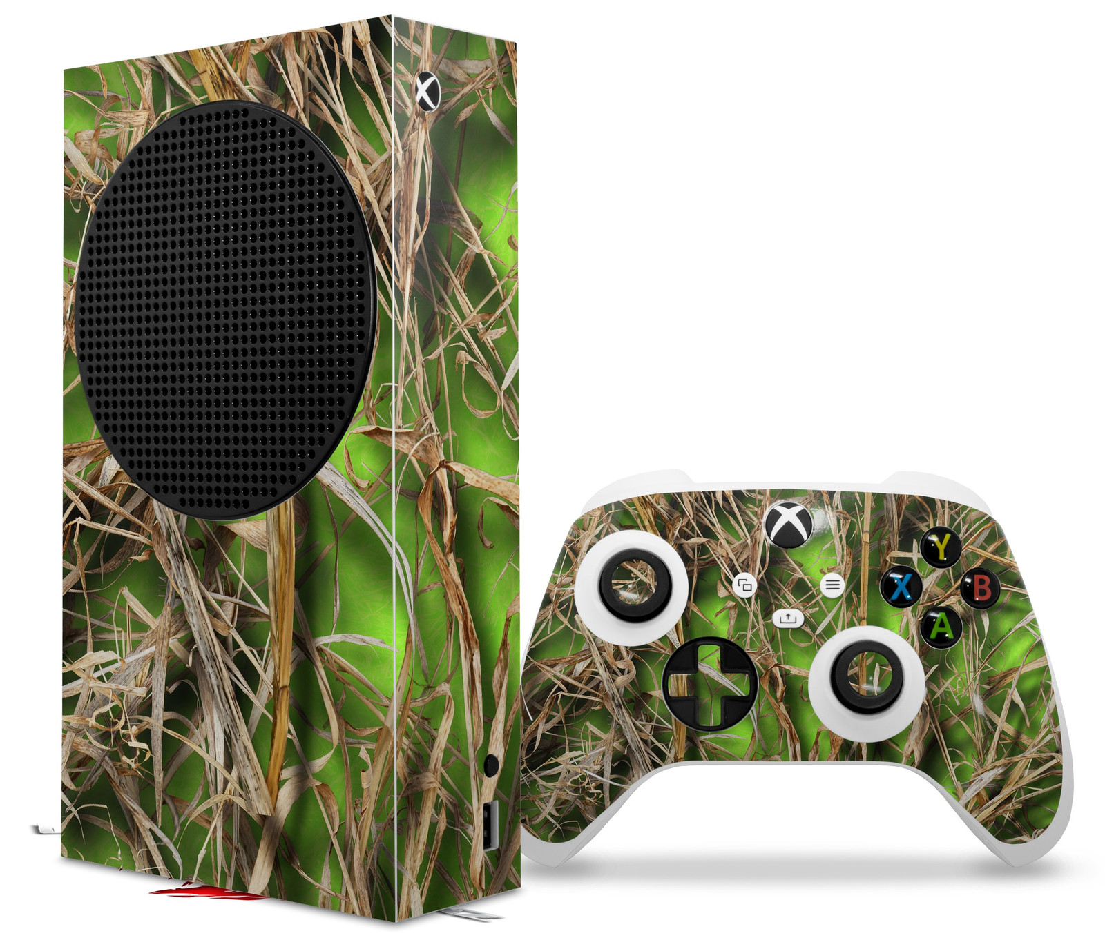 Skin Wrap for XBOX Series S Console Controller Grassy Marsh Camo Neon Green