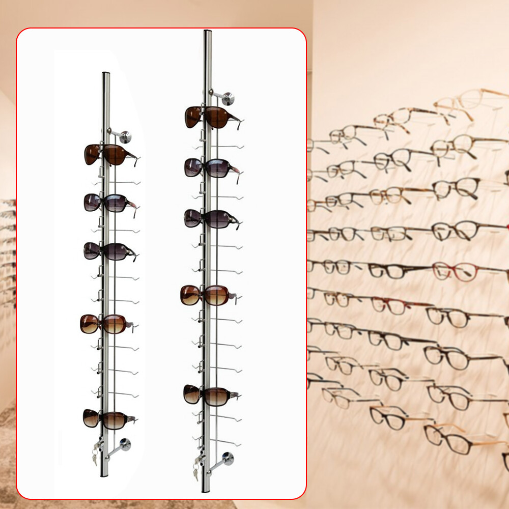 10 Pcs/Set 12/14 Frames Wall-Mounted Eyeglasses Sunglasses Display Holder w/Lock