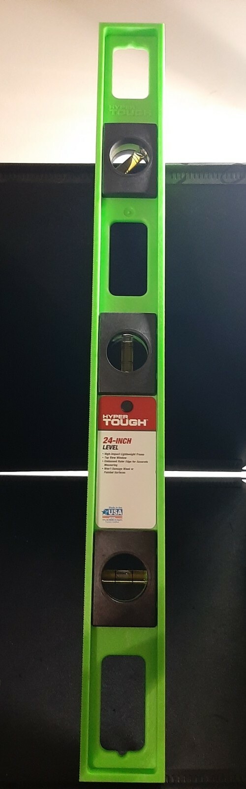 Hyper Tough 24" Green Plastic Level Embossed High-Impact Light Weight Topview