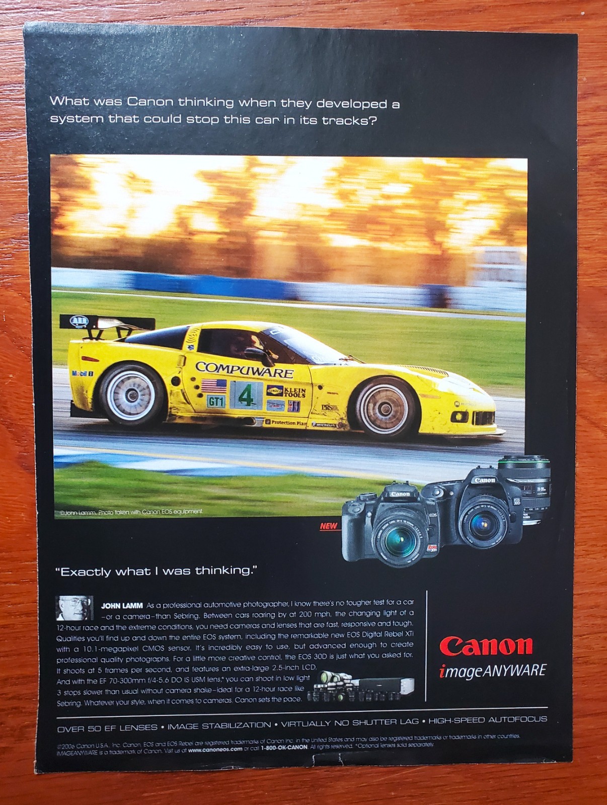 CORVETTE RACING ADVERTISEMENT CANON
